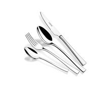 MONIX Módena | Set di posate da 24 pezzi per 6 persone, con coltelli da bistecca, acciaio inossidabile 18/10, design contemporaneo, finitura lucida brillante, spessore 2,5 mm