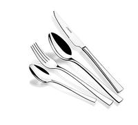 MONIX Módena | Set di posate da 24 pezzi per 6 persone | Coltelli da bistecca, acciaio inossidabile 18/10, design contemporaneo, finitura lucida brillante, spessore 2,5 mm
