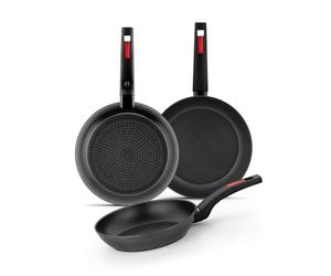 MONIX Sunset | Set di 3 padelle 18-22-26 cm, alluminio forgiato, antiaderente, m