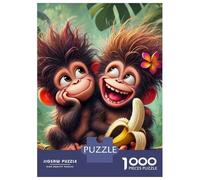 Monkey 1000 Componenti Carta Ecologica Two Monkeys Eating Banana in Jungle Puzzle Familiare Fan Dei Rompicapo Intrattenimento Fine Settimana A Domicilio Divertente 70x50cm/1000pcs