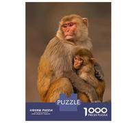 Monkey 1000 Componenti Carta Spessa Mother Monkey Holding Baby on Rocky Ground Puzzle Familiare Fan Dei Rompicapo Allenamento Cerebrale Attività Di Aggregazione Familiare 52x38cm/1000pcs