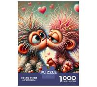 Monkey 1000 Componenti Cartone Resistente Two Monkeys with Hearts Playful And Cute Puzzle Familiare Livello Di Difficoltà Equilibrato Imballaggio Pronto Per Il Regalo Divertente 38x26cm/1000pcs