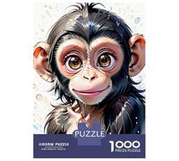 Monkey 1000 Pezzi Carta Durevole Chimpanzee Portrait with Detailed Fur Puzzle Adulti Portatile Allenamento Cerebrale Intrattenimento Fine Settimana A Domicilio Divertente 52x38cm/1000pcs
