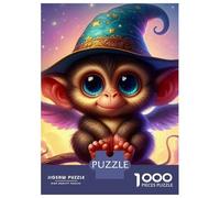 Monkey 1000 Pezzi Carta Durevole Magical Wizard Monkey with Glowing Hat Puzzle Adulti Portatile Allenamento Cerebrale Intrattenimento Fine Settimana A Domicilio Divertente 70x50cm/1000pcs