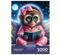Monkey 1000 Pezzi Carta Durevole Monkey Reading Book in Cosmic Space Puzzle Adulti Allenamento Cerebrale Facile Da Conservare Imballaggio Pronto Per Il Regalo Divertente 38x26cm/1000pcs