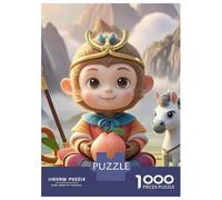 Monkey 1000 Pezzi Carta Ecologica Monkey King with Staff And Crown Puzzle Adulti Allenamento Cerebrale Intrattenimento Fine Settimana A Domicilio Stimolante 38x26cm/1000pcs