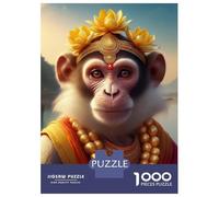 Monkey 1000 Pezzi Carta Regal Monkey King with Golden Crown And Beads Puzzle Adulti Sera Di Giochi in Famiglia Intrattenimento Fine Settimana A Domicilio Ore Di Intrattenimento 52x38cm/1000pcs