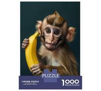 Monkey 1000 Pezzi Cartone Resistente Monkey Holding A Ripe Yellow Banana Puzzle Adulti Sera Di Giochi in Famiglia Attività Di Aggregazione Familiare Stimolante E Divertente 52x38cm/1000pcs