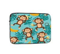 Monkey Banana Custodia per laptop 17 pollici Foglie di palma Borsa per laptop per donne e uomini, borsa da trasporto per computer aziendale resistente all'acqua Custodia antiurto per notebook