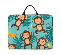 Monkey Banana - Custodia per laptop da 14 pollici, con foglie di palma, borsa per computer da lavoro, resistente all'acqua, antiurto, custodia per notebook