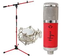 Monkey Banana Hapa - Microfono a condensatore USB, rosso + supporto per microfono keepdrum