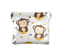 Monkey Banana Heart Squeeze Coin Purse Pouch Change Holder PU Leather Mini Wallet Coin Pocket per donne ragazze uomini