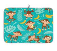 Monkey Banana - Tappetino scolapiatti in microfibra a forma di scimmia, assorbente, per scolapiatti e cucchiaio da cucina, 40,6 x 45,7 cm
