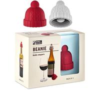 Monkey Business: Set di 2 Tappi per Bottiglie di Vino a Forma di Berretto a Maglia con Pompon, Accessori per il Vino Unici, Tappi per Vino e Champagne