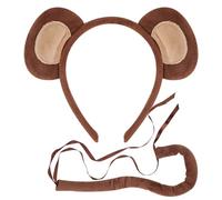 Monkey Ears And Tail Set | Monkey Costume Accessory Kit For Kids And Adults | Halloween Monkey Dress Up Set, Cute Cosplay Outfit For Parties, Jungle Theme, School Events, Carnival And Performances