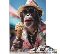 Monkey Eating Ice Cream Jigsaw Puzzle Impossible 1000Pcs Decorazione Per La Casa. Giochi Rilassamento E Intelligence Per Adulti E Ragazzi Da 14 Anni 1000pcs (40x28cm)