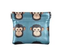 Monkey Face Blu Semplice Donne Uomini Portamonete in Pelle Fancy Chiusura Portafoglio Porta Carte per Ragazze Signore Borsa