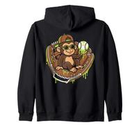 Monkey Funny Animals Baseball Ice Cream Drip Cool Felpa con Cappuccio