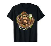 Monkey Funny Animals Baseball Ice Cream Drip Cool Maglietta