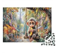Monkey in Paris Puzzle 1000 Pezzi Scimmia nella Radura della Giungla Puzzle per Adulti Gioco Educativo Decompressione Decorazione Murale Regalo Miglior Regalo Puzzle Idea Regalo
