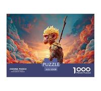 Monkey King Sitting on The Clouds 1000 Pcs Cartone Robusto Puzzle Sun Wukong Cloudscape Sfida Unica Gioco Per Famiglie Puzzle Decorazioni Per La Casa 52x38cm/1000pcs