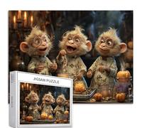 Monkey Kitchen Magic - Puzzle da 1000 pezzi per adulti Halloween Cartoon Art puzzle colorato fai da te per la decorazione della casa regali puzzle famiglia perfetto per serate di gioco 70 × 50 cm