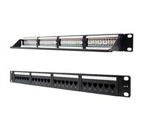 Monkey Ladder Pannello patch RJ45 Cat.6 UTP a 24 porte per rack 19" 1U Dual IDC, nero