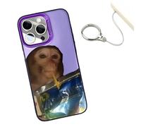Monkey Phone Case,Funny Monkey Drinking Phone Case,All-Inclusive Shockproof TPU Cover, With Free Ring Lanyard,Compatible for iPhone 16/15/14/13/12/11 Pro Max (For iphone 16ProMaX,Purple)