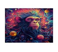 Monkey Planet Space - Mini puzzle da 1000 pezzi, per adulti, idea regalo | 38 x 26 cm, puzzle in cartone per gli amanti dello stress, fatto a mano, regalo di compleanno, decorazione per la casa