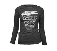 Monkey Print Donna Maniche Lunghe Maglietta Gioco Troni Die Nachtwache Das Lied Serie TV - Nero, S