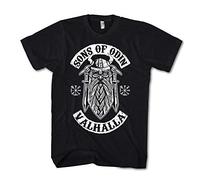 Monkey Print Maglietta Uomo Odin Sons of Valhalla Vikings - Nero, L
