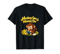 Monkey See Money Do Cute Monkey Banana Pun Maglietta