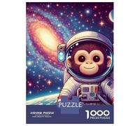 Monkey Set Da 1000 Pezzi Carta Riciclata Astronaut Monkey in Cosmic Space Puzzle Per Adulti Facile Da Conservare Attività Di Aggregazione Familiare Imballaggio Regalo 70x50cm/1000pcs