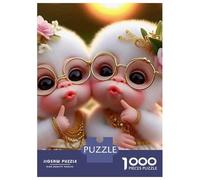 Monkey Set Da 1000 Pezzi Carta Riciclata Two Cute Baby Monkeys with Flower Accessories Puzzle Per Adulti Facile Da Conservare Imballaggio Pronto Per Il Regalo Ore Di Intrattenimento 38x26cm/1000pcs