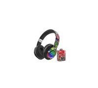 (Monkey with Box) Cuffie stereo HiFi wireless con microfono, cuffie da gioco pieghevoli a LED RGB per