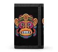 Monkey with Tribal Art Trifold Portafogli con Porta Soldi e Carte di Credito 8 Slot Portachiavi Finestra Foto per Uomo Donna, Stile 5, Taglia unica, Per tutte le stagioni