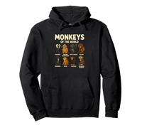 Monkeys of The World Maglietta Carina Specie di primati Felpa con Cappuccio