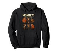 Monkeys of The World Maglietta Carina Specie di primati Felpa con Cappuccio