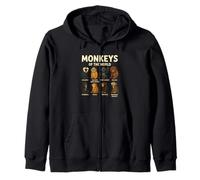 Monkeys of The World Maglietta Carina Specie di primati Felpa con Cappuccio