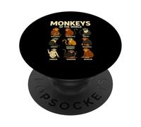 Monkeys of the World Maglietta carina specie di primati PopSockets PopGrip Adesivo