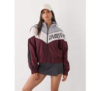 Monki - Giacca della tuta bordeaux con stampa-Rosso XL