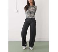 Monki - Pantaloni dritti a vita bassa grigio scuro mélange 46