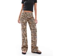 Monki - Pantaloni dritti con stampa maculata e tasche sul davanti-Marrone 34