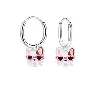 Monkimau Creoli con bulldog francesi per bambini e bambine, Orecchini, orecchini a bottone, gioielli per orecchie, in argento sterling 925, ipoallergenico e senza nichel, 8 mm x 8 mm