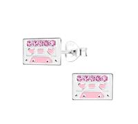 Monkimau Orecchini a cassetta per bambine in argento 925: orecchini ipoallergenici per bambine di 8 anni, Orecchini a bottone e orecchini a perno in argento sterling