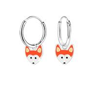 Monkimau Orecchini a cerchio Fox per bambini e bambine, Orecchini, orecchini a bottone, gioielli per orecchie, in argento sterling 925, ipoallergenico e senza nichel, 9 mm x 8 mm