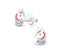Monkimau Unicorno con chiusura a vite Bambini e ragazze, Orecchini, orecchini a bottone, gioielli per orecchie, in argento sterling 925, ipoallergenico e senza nichel, 6,0 mm x 8,0 mm, per