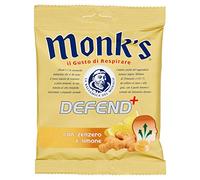 Monk's CARAMELLE BALSAMICHE DEFEND+ CON ZENZERO E LIMONE RINFRESCA BUSTINA 46 GR