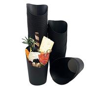 MonLiya 50 pz smaltimento Take-out Party Frozen Dessert Forniture Torte Egg Puff Waffle Patatine Fritte Chips Snack Gelato Tazze di Carta Kraft Holder (Nero)