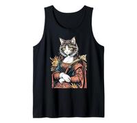Monna Lisa Amante Gatto Leonardo da Vinci Vintage Cute Kitty Art Canotta